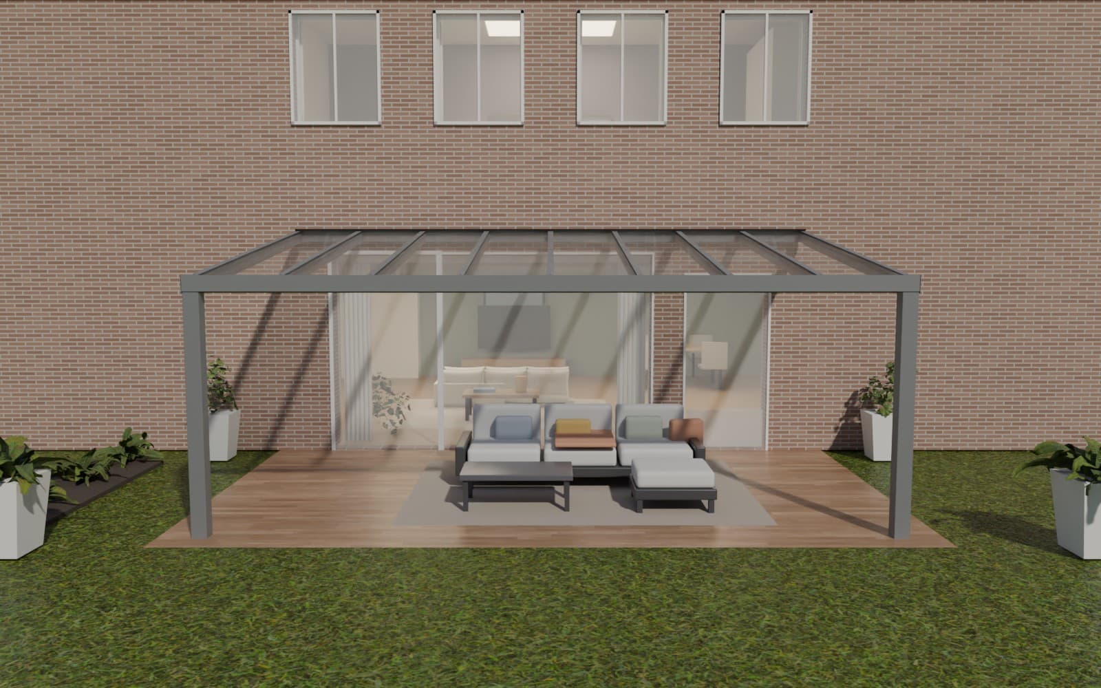 Terras met aluminium overkapping
