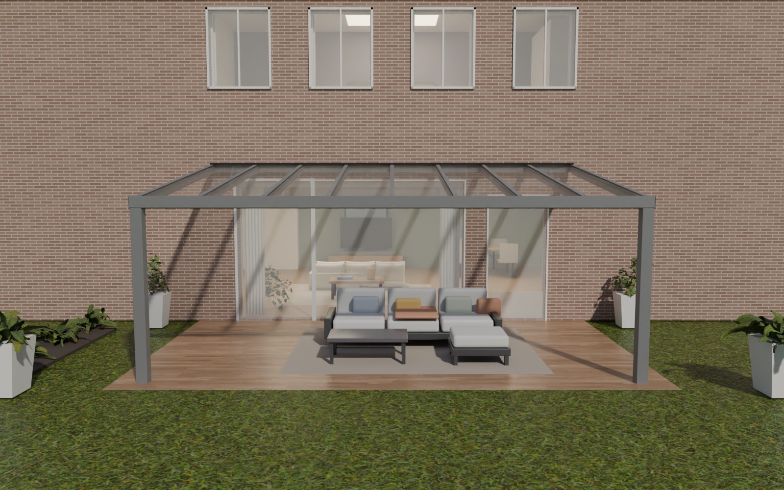 Glas Dak Terrasoverkapping 300 × 300 cm
