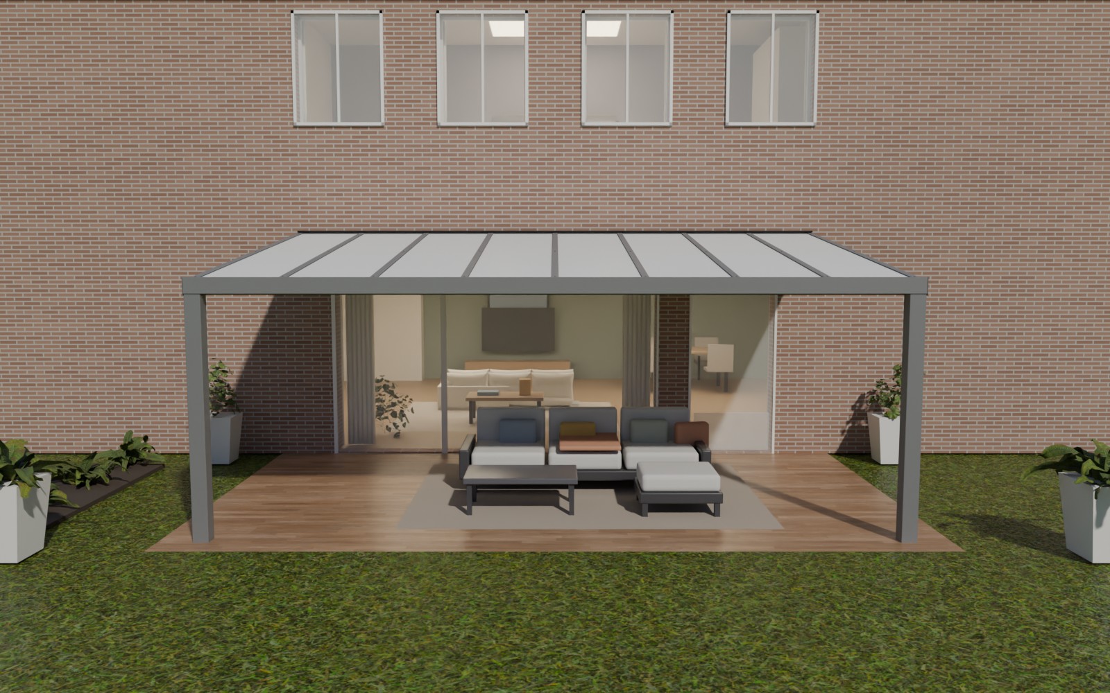 Polycarbonaat Terrasoverkapping 400 × 400 cm