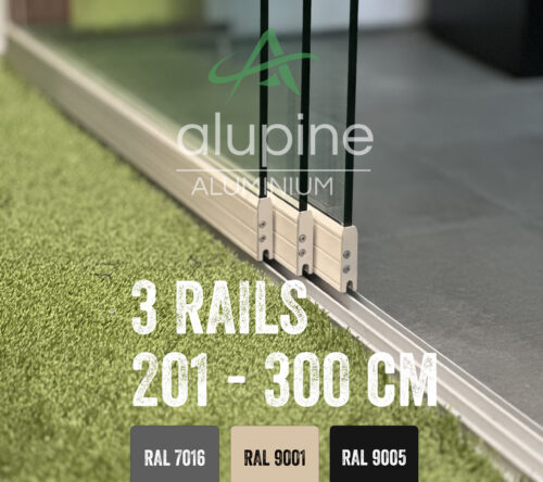 3-rail Glazen Schuifwand met een breedte van 290 t/m 300cm (Helder of Getint 103cm glas) - Afbeelding 2