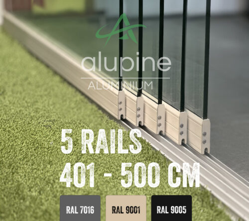 5-rail Glazen Schuifwand met een breedte van 438 t/m 478cm (Helder 98cm glas) - Afbeelding 2